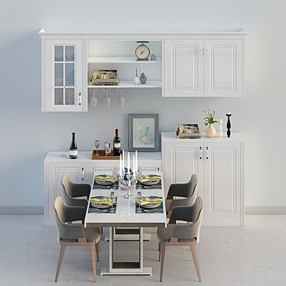 Modern Dining Table Combination 3D Model
