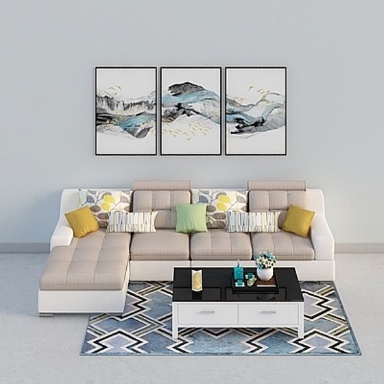 Stylish Minimalist Sofa 3D model for Contemporary Spaces