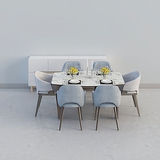 Urban Chic Dining Table and Chair Set 3D Model