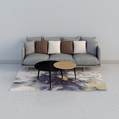  Modern gray fabric multi-seat sofa combination