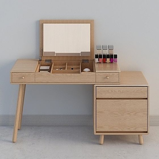 Elegant Low-Polygon Dressing Table 3D model
