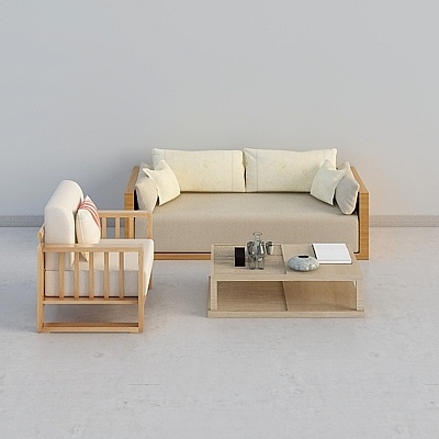 Japanese wooden sofa combination