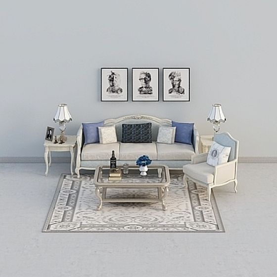 Elegant Living Room 3D model for Creative Projects