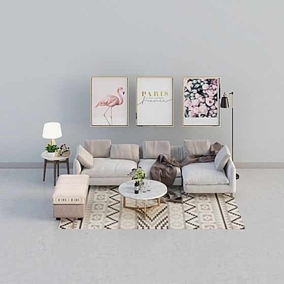 Contemporary Modern Living Room 3D model