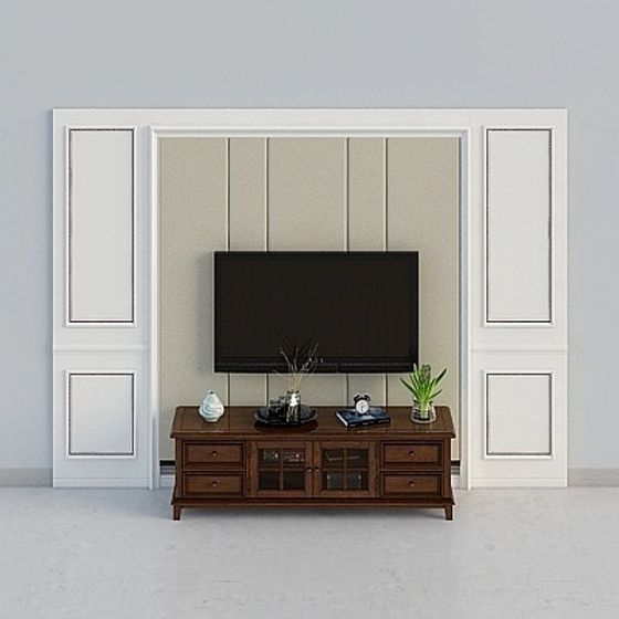 Modern Living Room TV Unit 3D Model