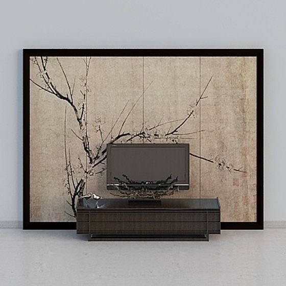 Elegant Low-Poly Ink Painting Inspired 3D Model