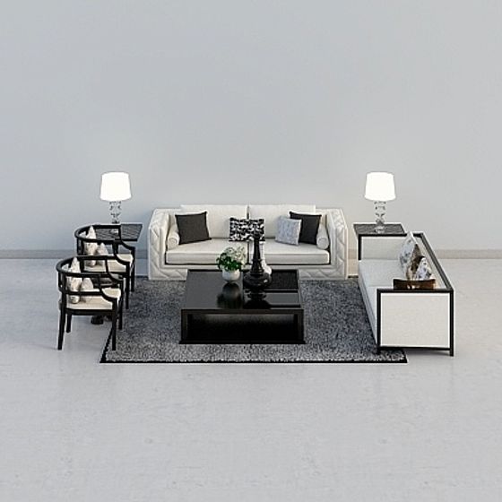 Urban Elegance Living Room Set 3D model for Modern Spaces