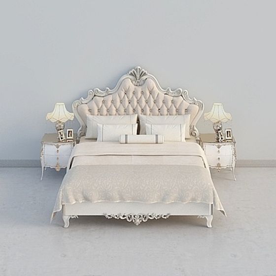 Elegant Low Polygon Bed 3D model for Modern Interiors