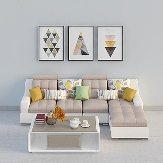 Elegant Low-Polygon Sofa 3D Model for Modern Living Rooms