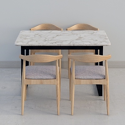 優梵藝術Assisi北歐簡約現代餐桌一桌四椅組合白蠟木大理石餐桌組合