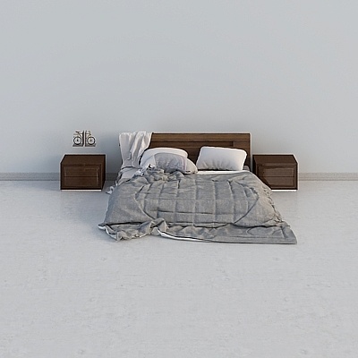 Nordic solid wood double bed combination