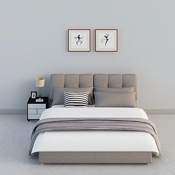 Elegant Low-Poly Bed 3D model for Modern Interiors