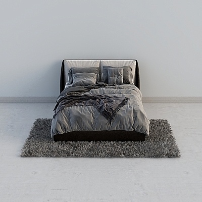 Modern cloth art bed bedside table table lamp combination 3D mod