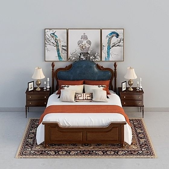 Elegant Classic Bedroom Set 3D model
