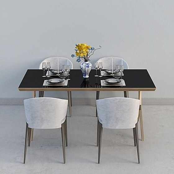 Sleek Modern Dining Set 3D model