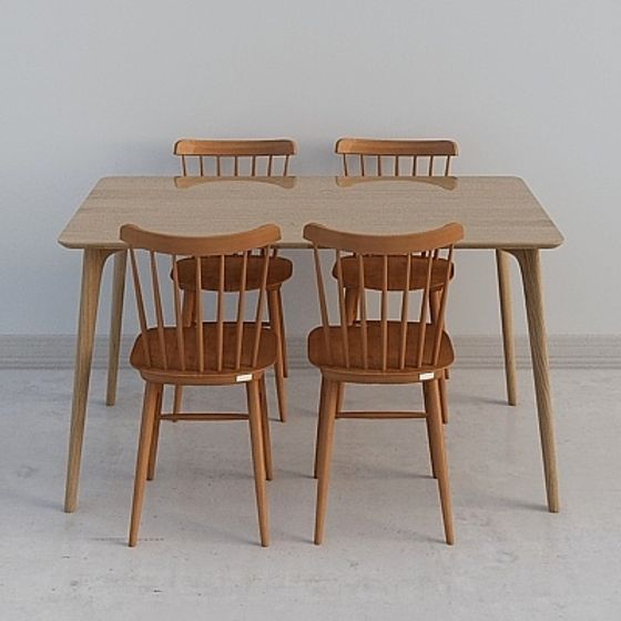 Modern Low-Poly Dining Table and Chair Set 3D model