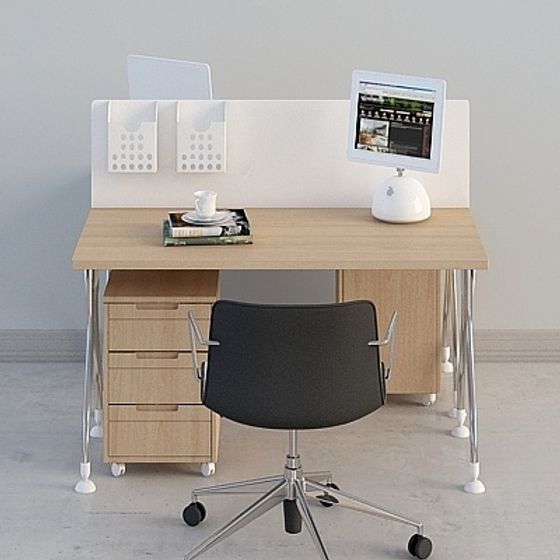 Contemporary Desk Setup 3D Model for Modern Workspaces