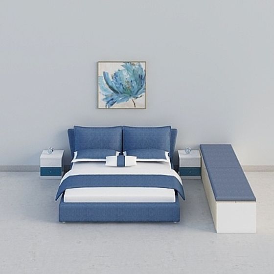 Urban Retreat Bedroom Suite 3D model for Modern Interiors