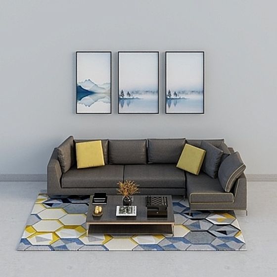 Stylish Minimalist Sofa 3D model for Comfortable Living