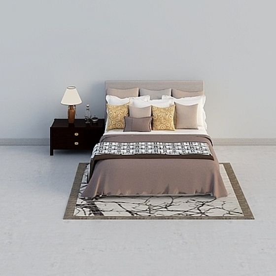 Elegant Low-Poly Bedroom 3D Model