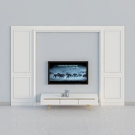 Modern Minimalist TV Wall Design 3D model