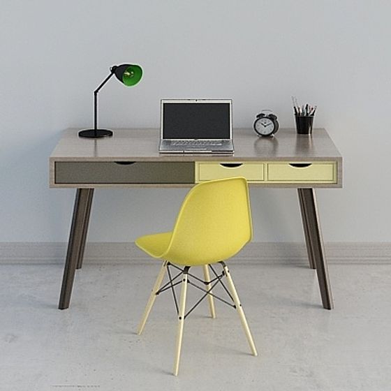 Sleek Modern Desk Setup 3D model