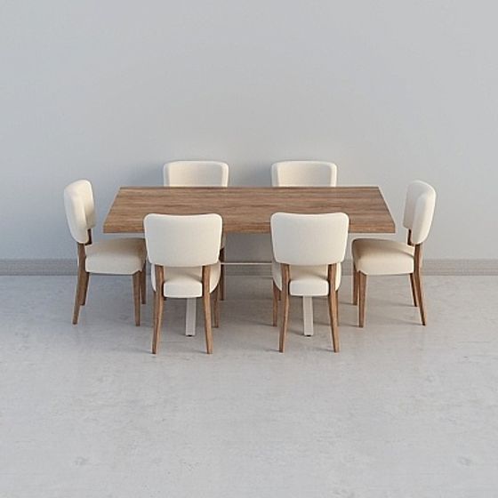 Modern Minimalist Dining Table and Chair Set 3D model