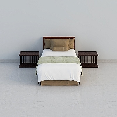 Elegant Low-Polygon Bed 3D Model for Modern Bedrooms