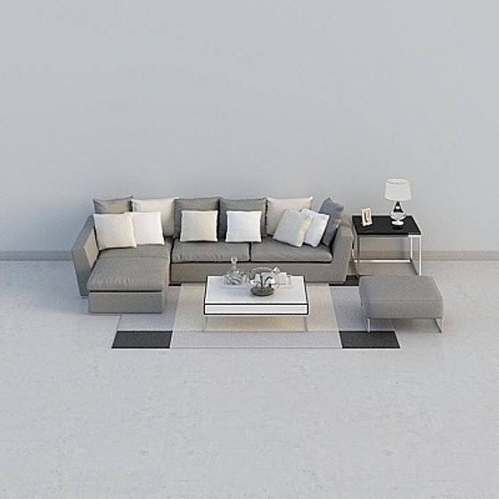 Urban Living Room 3D model with Minimalist Aesthetic