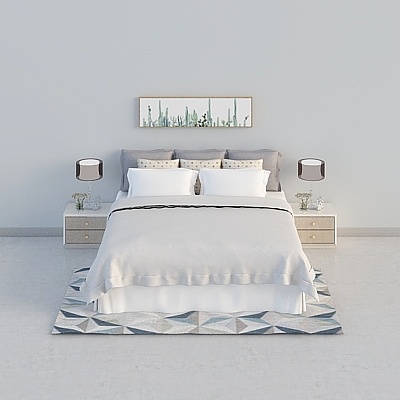 Modern minimalist Nordic IKEA wind Hotel Fabric bed combination