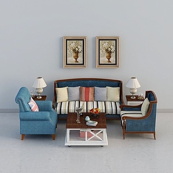 Stylish Cozy Living Room Set 3D Model for Modern Interiors