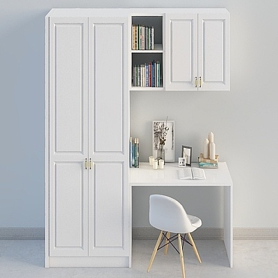 There are live-second bedroom Desk wardrobe combination