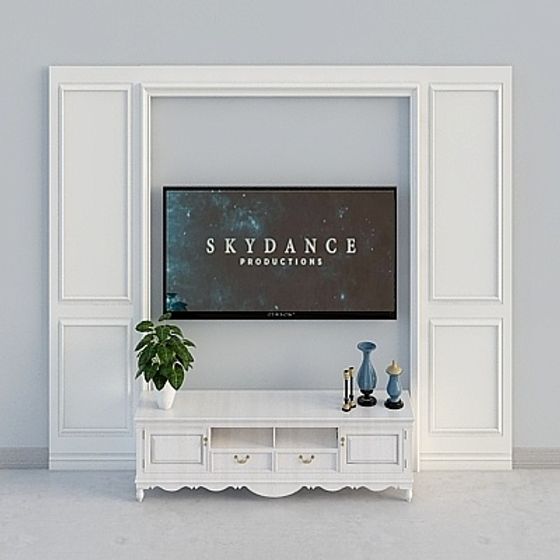 Modern White Entertainment Center 3D model