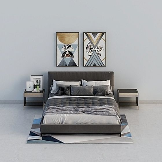 Contemporary Low-Poly Bed 3D model for Modern Bedrooms