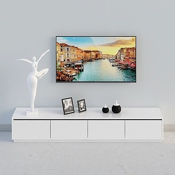 Image showcasing Modern Minimalist TV Storage Cabinet 3D Model – Chic Free
