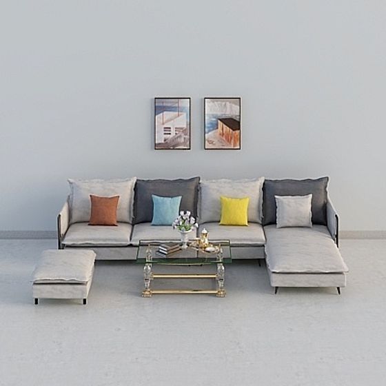 Stylish Modern Sofa 3D model for Contemporary Spaces