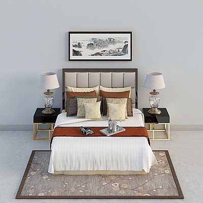New Chinese cloth art bed combination