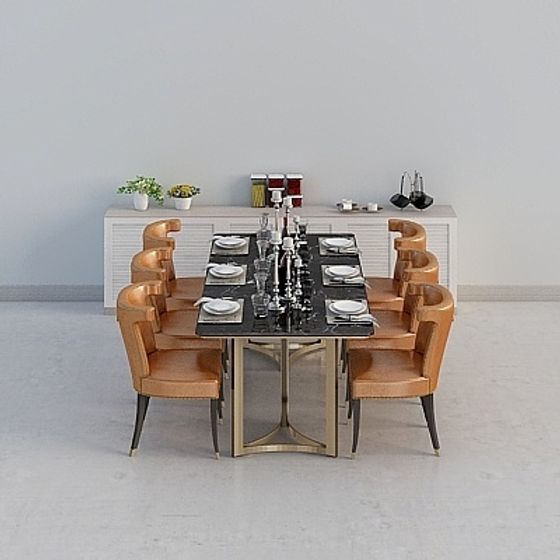 Elegant Dining Set 3D model for Modern Interiors