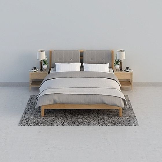 Stylish Minimalist Bed Frame 3D model