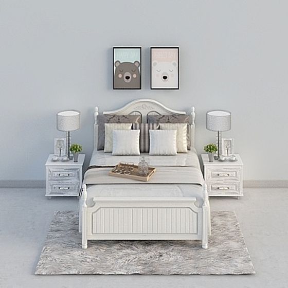 Elegant Minimalist Bed 3D model for Modern Interiors