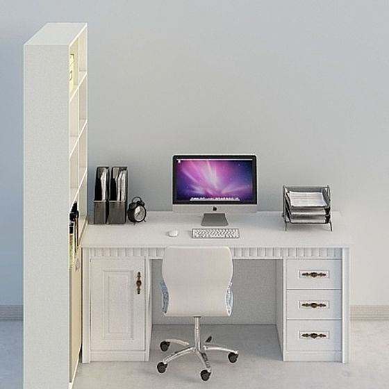 Elegant Low-Poly Modern Office Desk 3D model