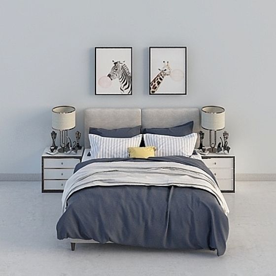 Modern Fabric Master Bed Combination
