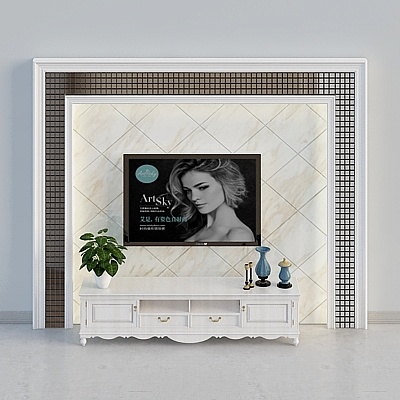 Simple European rustic ivory white solid wood lacquered low Cabi