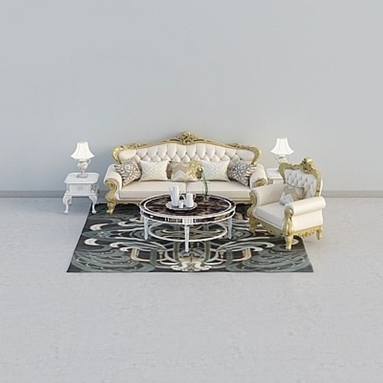 Luxurious Royal Living Room Set 3D model