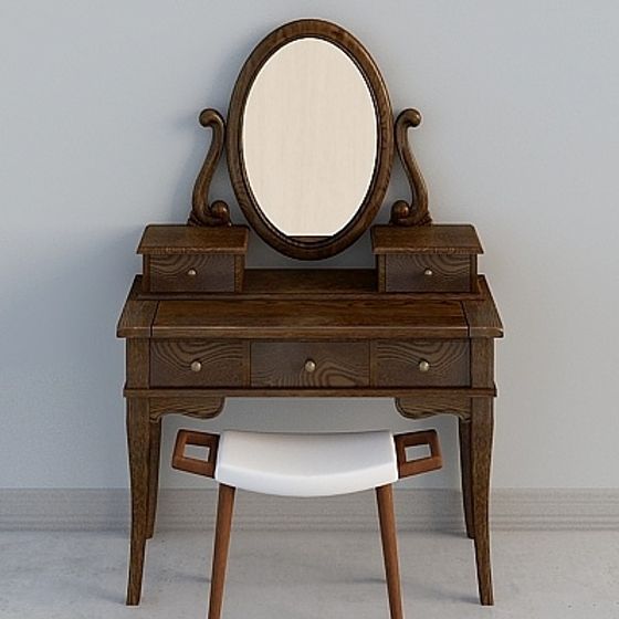 Dressing Table with Mirror 3D Model