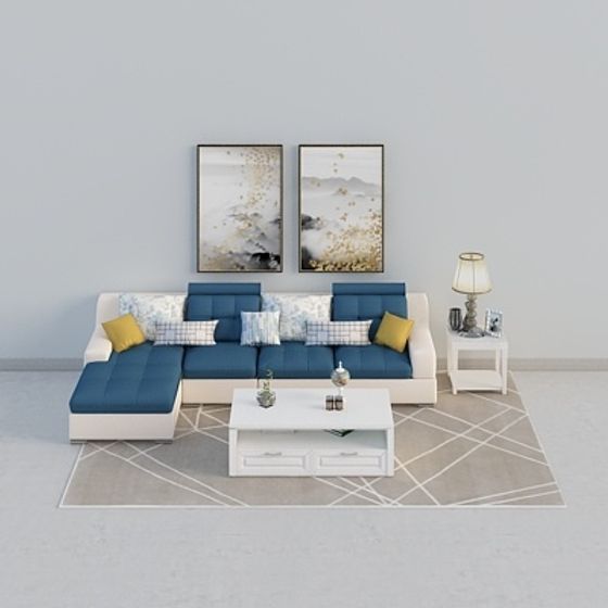 Elegant Low-Poly Sofa 3D model for Modern Living Rooms