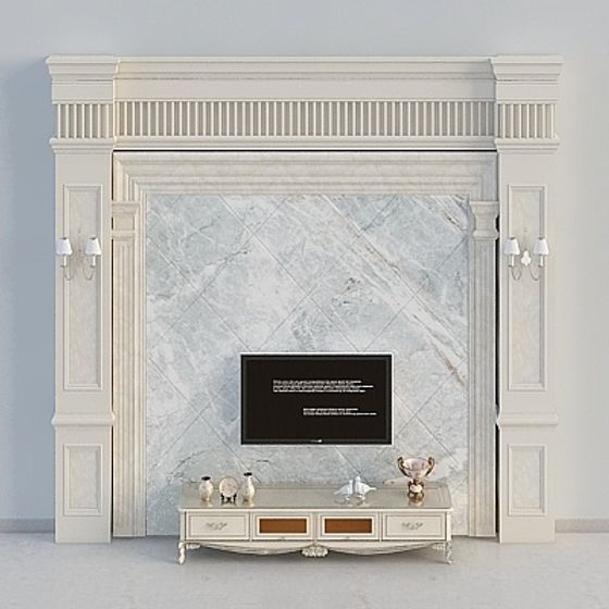 Elegant Marble Fireplace 3D model