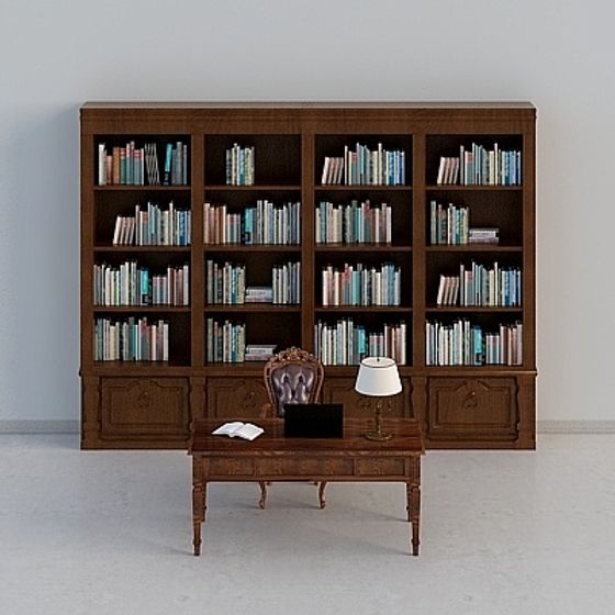Elegant Library Nook 3D model for Creative Spaces