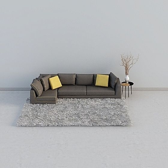 Modern Low-Polygon 3D Sofa Model
