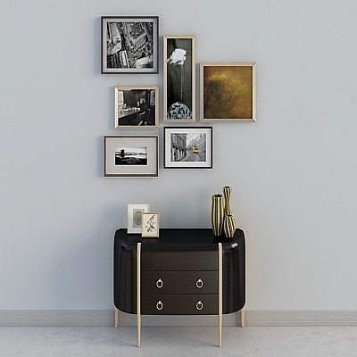 Modern simple black solid wood gantry cabinets